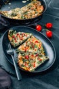 Spinach oven made frittata with white radish salad Royalty Free Stock Photo