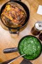 Spinach and parmiggiana puree, baked potato Royalty Free Stock Photo