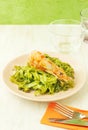 Spinach pasta with shrimp