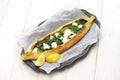 Spinach pide, turkish pizza Royalty Free Stock Photo