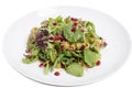 Spinach and pomegranate salad in the white plate Royalty Free Stock Photo