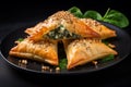 Spinach puffs with addition of Gorgonzola cheese