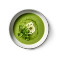Spinach puree soup top view Royalty Free Stock Photo