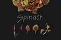 Spinach red fresh vegetable organic blackboard