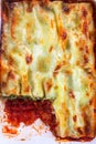 Baking Dish with Spinach & Ricotta Cannelloni Royalty Free Stock Photo