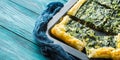 Spinach savory quiche with cream cheese Royalty Free Stock Photo