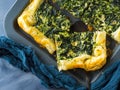 Spinach savory quiche with cream cheese Royalty Free Stock Photo