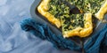 Spinach savory quiche with cream cheese