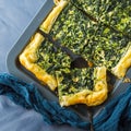 Spinach savory quiche with cream cheese Royalty Free Stock Photo