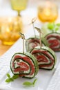 Spinach and Smoked Salmon Roll Royalty Free Stock Photo