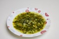 spinach soup in a plate Royalty Free Stock Photo