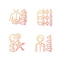 Spinal column disorders gradient linear vector icons set