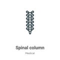 Spinal column outline vector icon. Thin line black spinal column icon, flat vector simple element illustration from editable Royalty Free Stock Photo