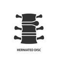 Spinal disc herniation glyph icon. Herniated disc vector sign. Intervertebral hernia symbol