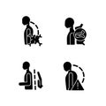 Spinal problems black glyph icons set on white space Royalty Free Stock Photo