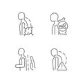 Spinal problems linear icons set Royalty Free Stock Photo