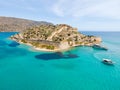 Spinalonga island with calm sea. Here were lepers humans with the Hansen\'s disease, gulf of Elounda, Crete, Greece