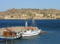 Spinalonga View from Plaka Beach Elounda in Crete Royalty Free Stock Photo