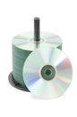 Spindle of cd disks isolated Royalty Free Stock Photo