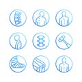 Spine, backbone flat line icons. Orthopedics clinic, medical rehab, back trauma, broken bone, posture correction Royalty Free Stock Photo