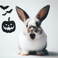 Spine-Chilling Halloween Bunny White Background 23