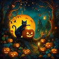 a spooky black cat takes center stage on halloween Royalty Free Stock Photo