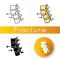 Spine dislocation icon. Displacement of spinal vertebra. Accident. Spinal injury. Healthcare. Trauma treatment. Medical