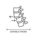 Spine dislocation pixel perfect linear icon. Displacement of spinal vertebra. Spinal injury. Thin line customizable