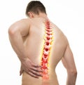 Spine Injury - Studio shot with 3D illustration isolated on whit Royalty Free Stock Photo