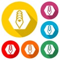 Spine orthopedic symbol, isolated round flat icon with long shadow