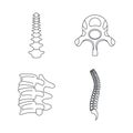 Spine orthopedic vertebra icons set, outline style