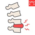 Spine pain color line icon, backache and backpain, herniated disc vector icon, vector graphics, editable stroke filled