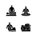 Spine problems prevention black glyph icons set on white space Royalty Free Stock Photo