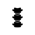 Spine silhouette icon. Outline pictogram of human backbone. Black simple illustration of three vertebrae. Flat isolated vector