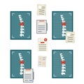 Spine on x-ray image. Bones of back. Set of Medical document Royalty Free Stock Photo