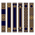 Spines of books pattern set. Bookbinding template design. Samples roots of book or bookmarks. Luxury gold and blue ornament. Royalty Free Stock Photo