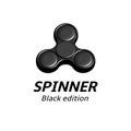 Spinner logo realistic design. Entertaining gaming device, simple mechanism for fan, soothing. 3d vector illustration