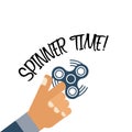 Spinner time! background with flat hand holding spinner