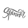 Spinner Time Lettering. Children`s toy for hands. Hand spinner tricks. Banner element.