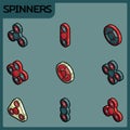 Spinners color outline isometric icons