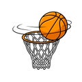 Spinning Basketball Shot Vector Cartoon Royalty Free Stock Photo