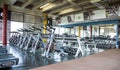 Spinning bikes at a gym. Royalty Free Stock Photo