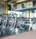 Spinning bikes at a gym. Royalty Free Stock Photo