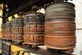 Spinning Buddhist prayer wheel blurred in motion