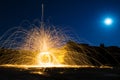 Spinning burning steel wool