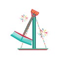 Spinning carnival ride decorated with bunting flags. Extreme funfair attraction. Amusement park. Flat vector design Royalty Free Stock Photo