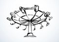 Spinning carousel. Entertainment vector drawing