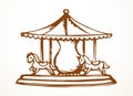 Spinning carousel. Entertainment vector drawing