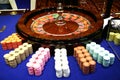 Spinning classic roulette and chips