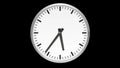 Spinning clock on black background, seamless loop for endless time concept